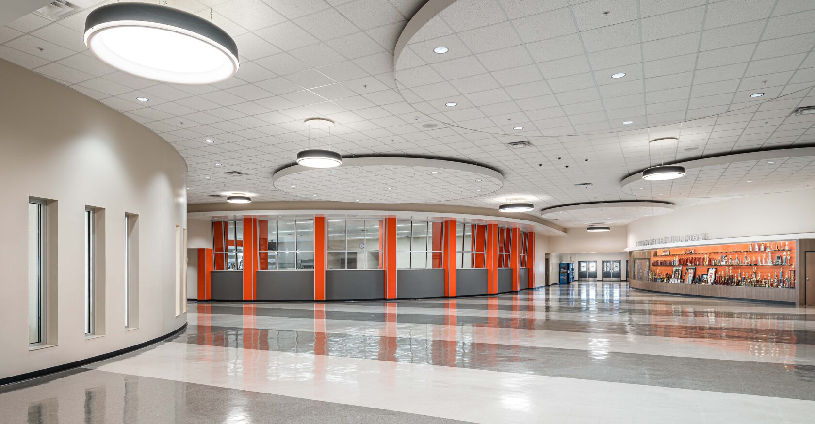 Zephryhills High School lobby featuring special lighting