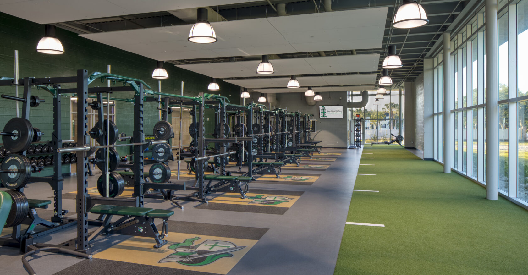 Interior photo of Tampa Catholic gym
