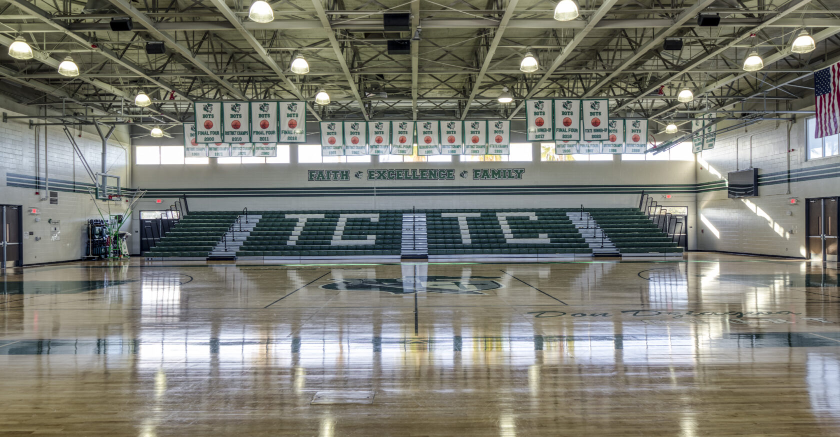 Interior shot of Tampa Catholic basketball court
