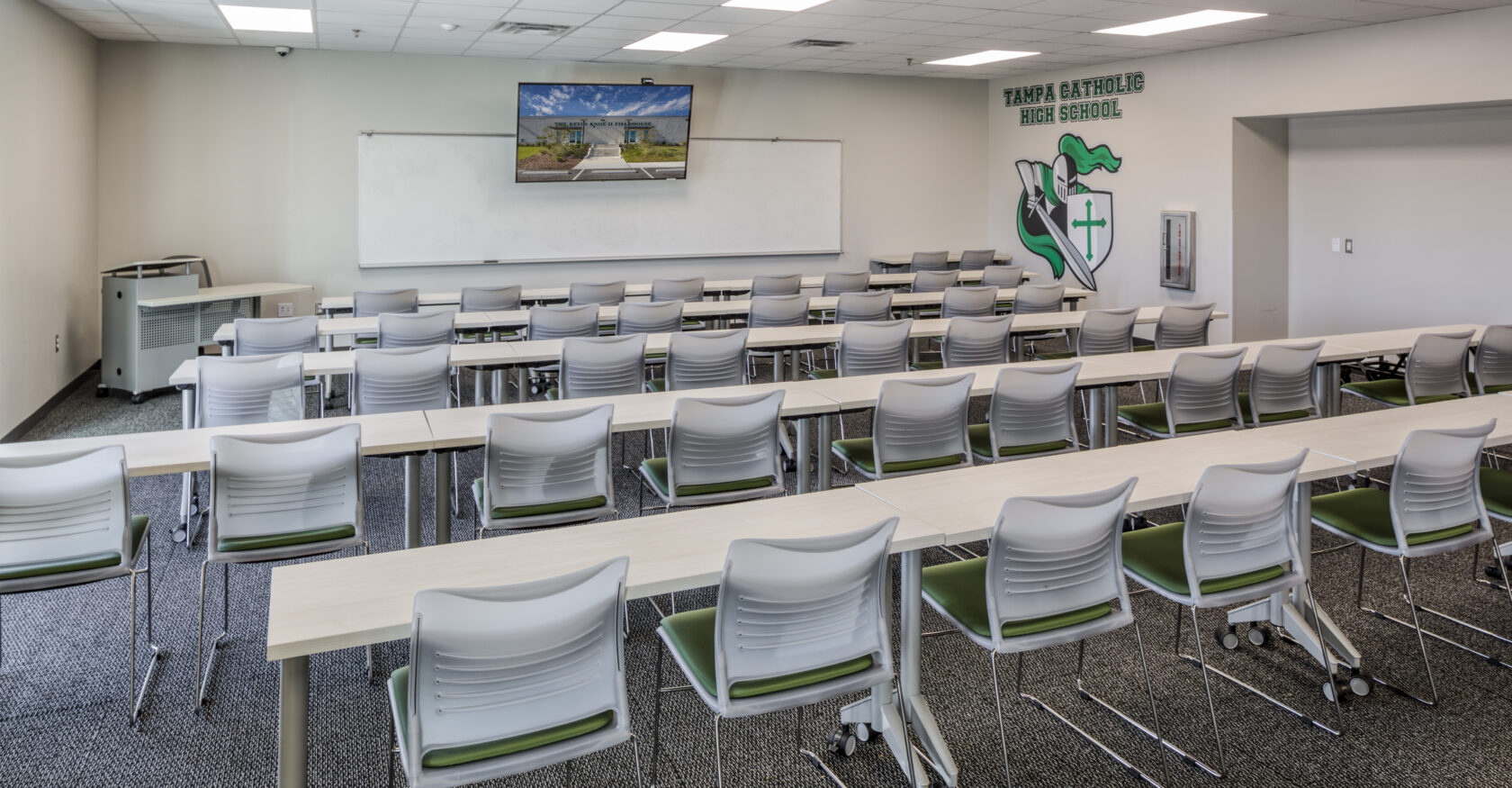 Interior shot of Tampa Catholic classroom
